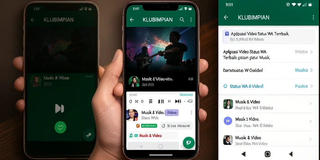 Antarmuka aplikasi KLUBIMPIAN menampilkan berbagai pilihan video status menarik.