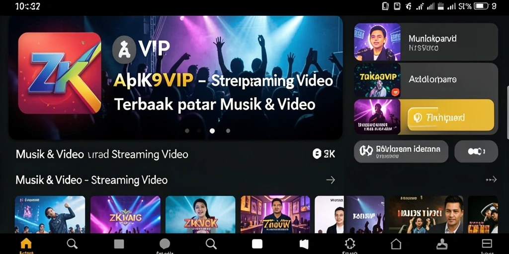 Tampilan antarmuka aplikasi ZK9VIP yang user-friendly untuk Streaming Video.